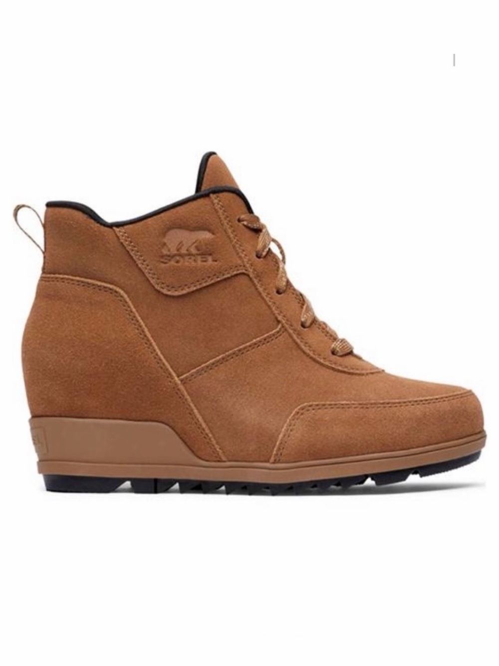 Sorel Evie Sport Lace Wedge Boots Brown Suede Ankle Booties Women’s Size 7